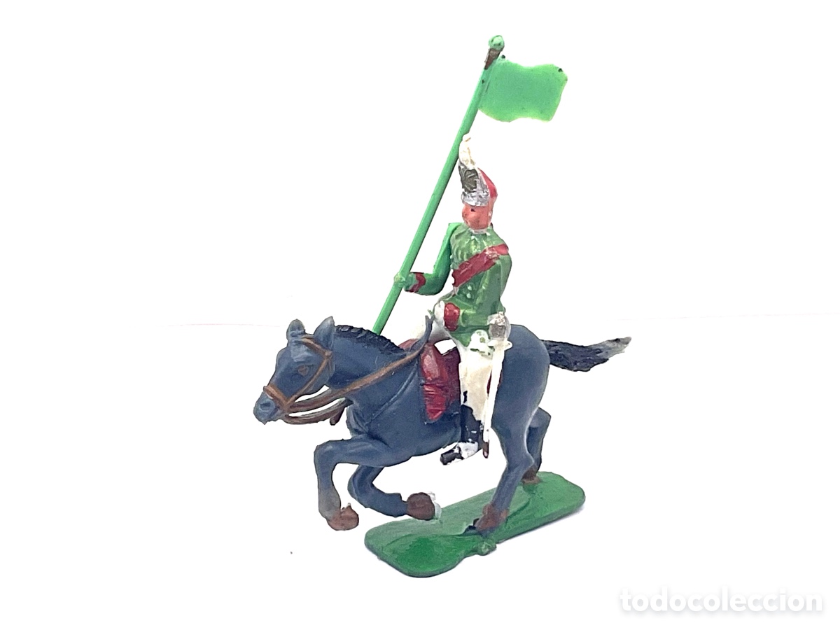 Figuras de Goma y PVC: Antigua Figura en Pl&aacute;stico Fabricada por Torres Malta. Jinete a Caballo con Brazo Movil. 45mm.