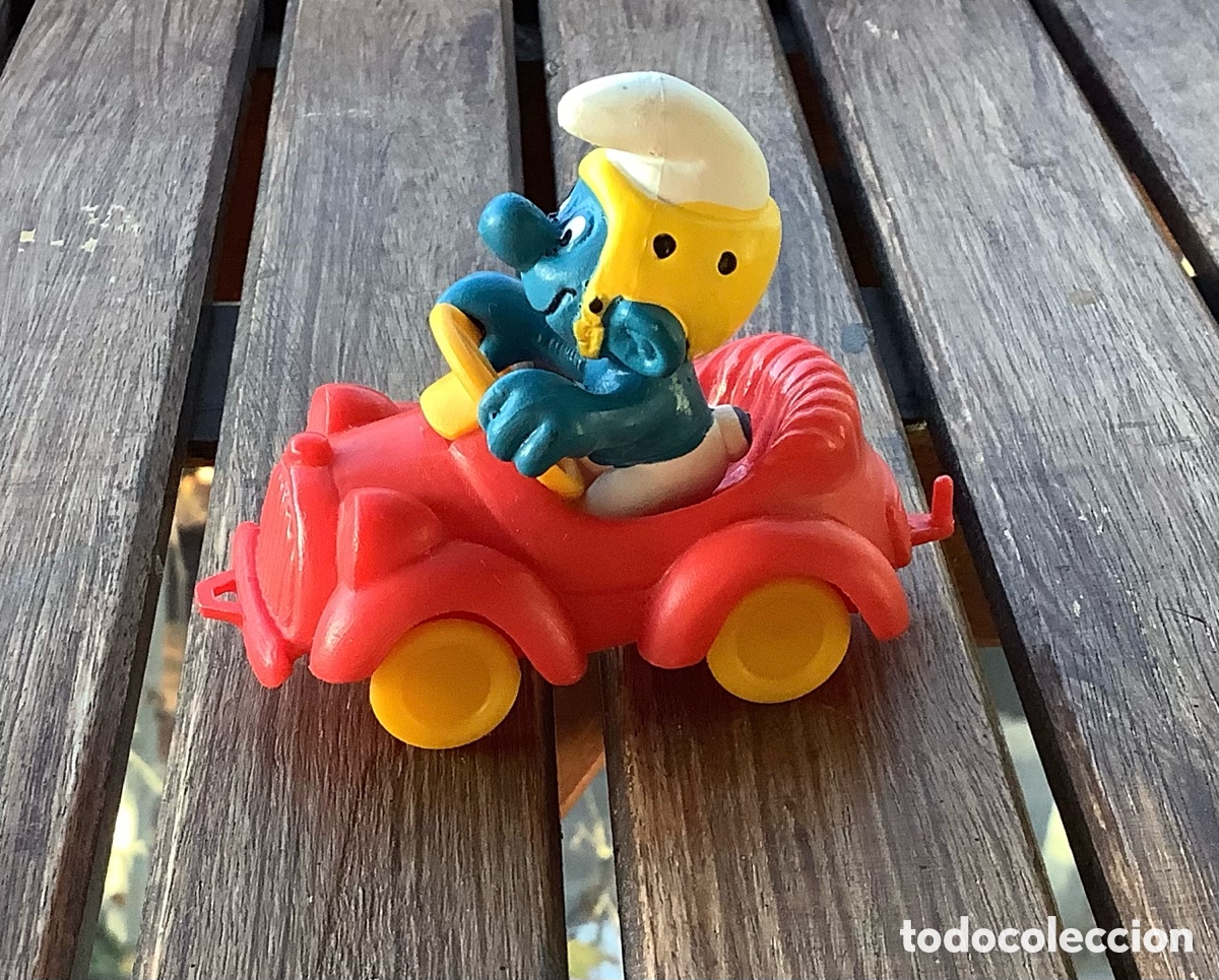 Figuras de goma y PVC: PITUFO EN COCHE-SCHLEICH-1981 - Foto 2