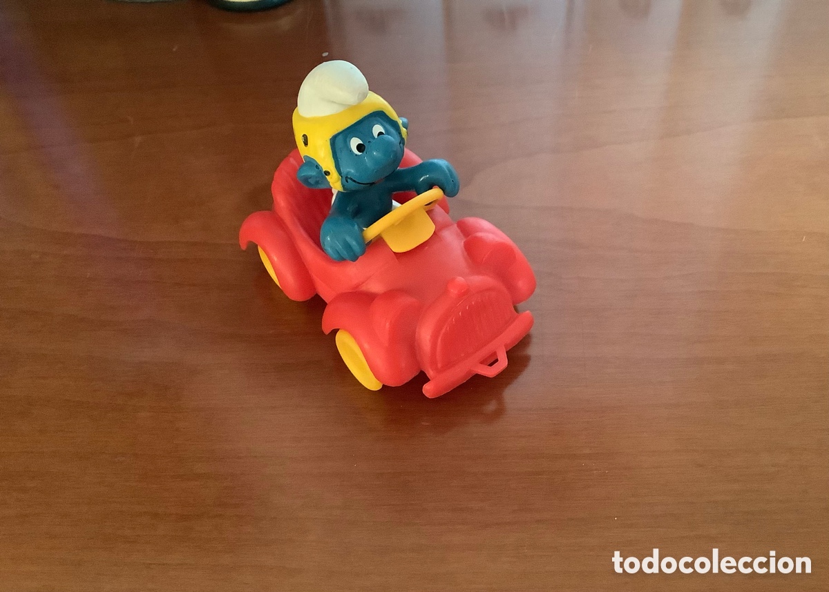 Figuras de goma y PVC: PITUFO EN COCHE-SCHLEICH-1981 - Foto 1