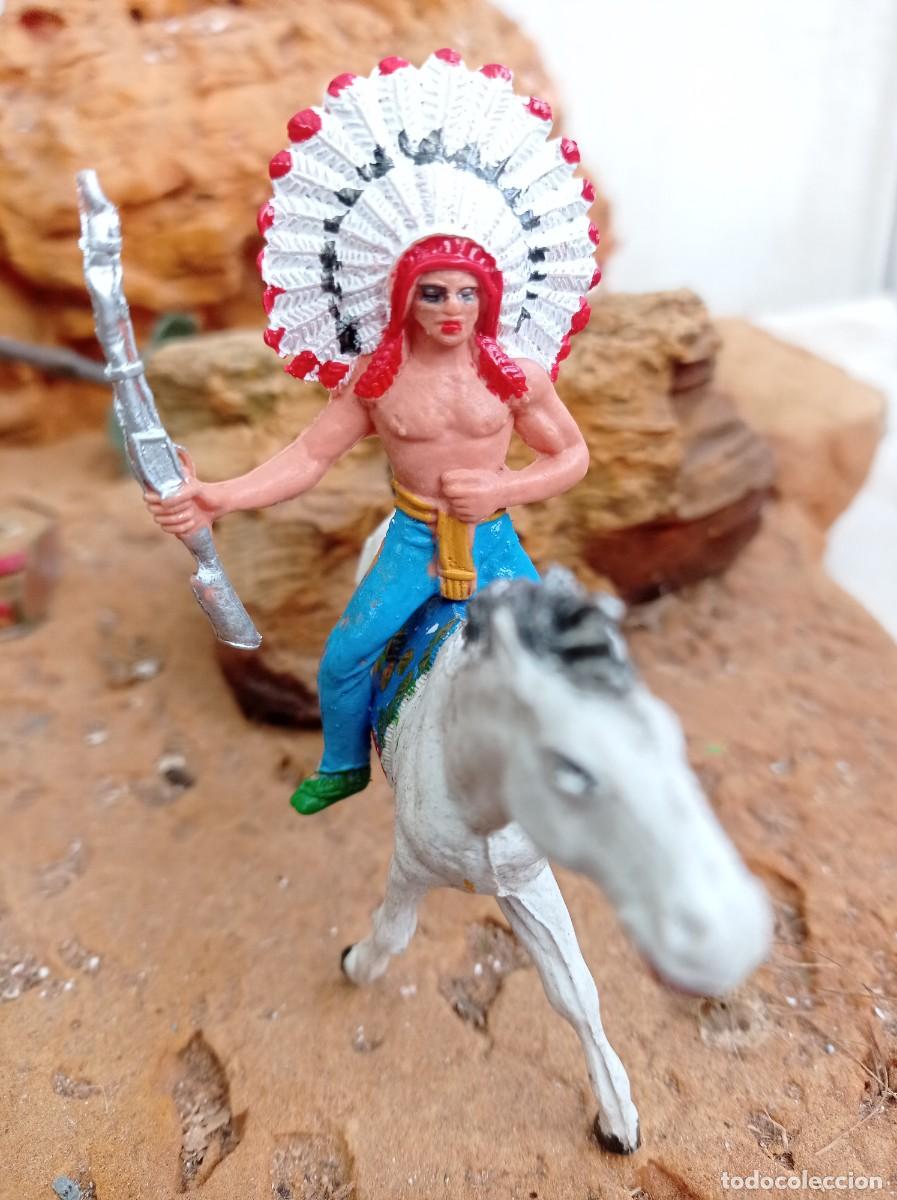 Figuras de goma y PVC: Indio con caballo de jecsan - Foto 1