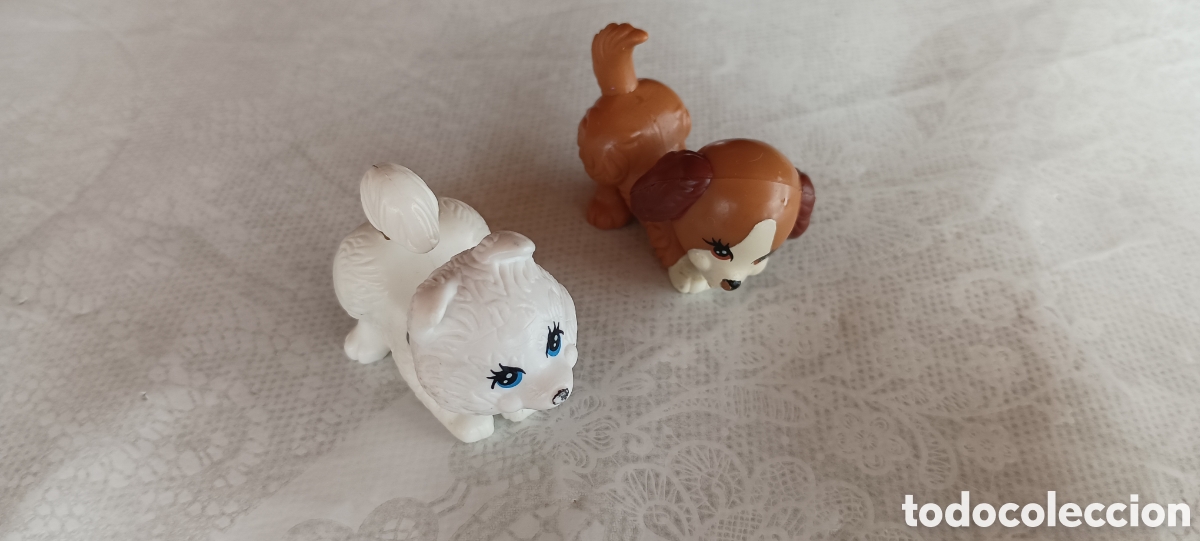 Figuras de Goma y PVC: Mascotas marr&oacute;n y blanco del zoo LPS Littles Pet shop. De Kenner. 1992