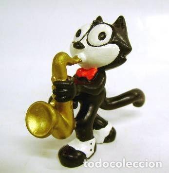 Figuras de goma y PVC: FIGURA DE GOMA - PVC, FELIX EL GATO TOCANDO EL SAXOF&Oacute;N, COMICS SPAIN, A&Ntilde;O 1987, PERFECTA.