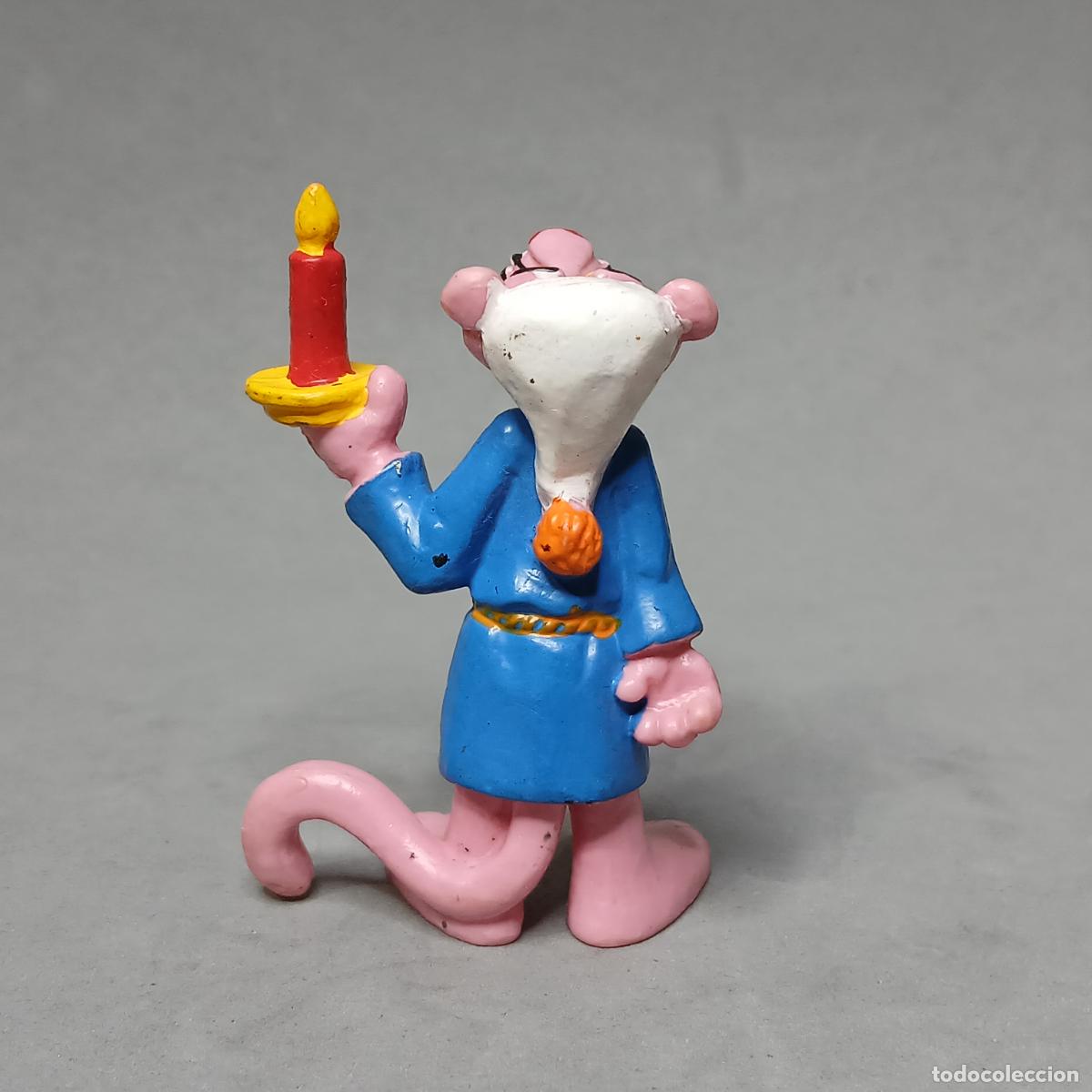 Figuras de goma y PVC: Pantera rosa en bat&iacute;n con vela de BULLY a&ntilde;o 1983 - Foto 3
