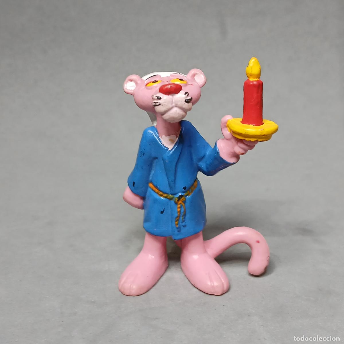 Figuras de goma y PVC: Pantera rosa en bat&iacute;n con vela de BULLY a&ntilde;o 1983 - Foto 1
