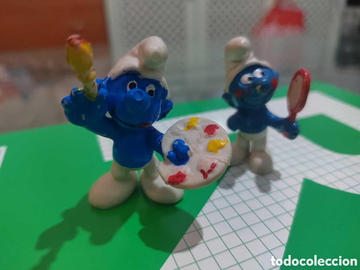 Figuras de goma y PVC: Pareja de pitufos vintage - Foto 2