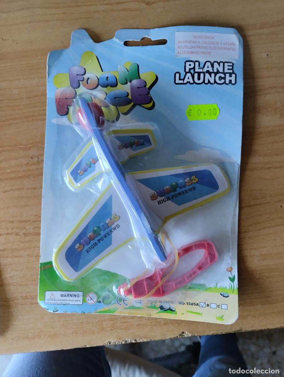 Figuras de Goma y PVC: Avion de juguete con lanzadera de goma