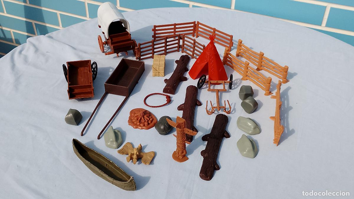 Figuras de Goma y PVC: Antiguo set de piezas del salvaje oeste americano, para dioramas
