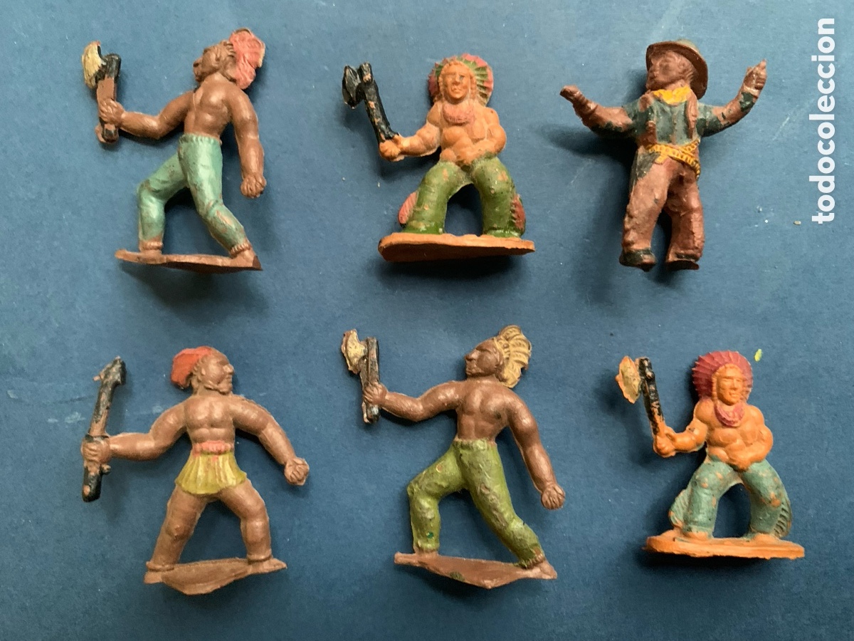 Figuras de goma y PVC: Indios vaqueros goma a&ntilde;os 50 - Foto 1