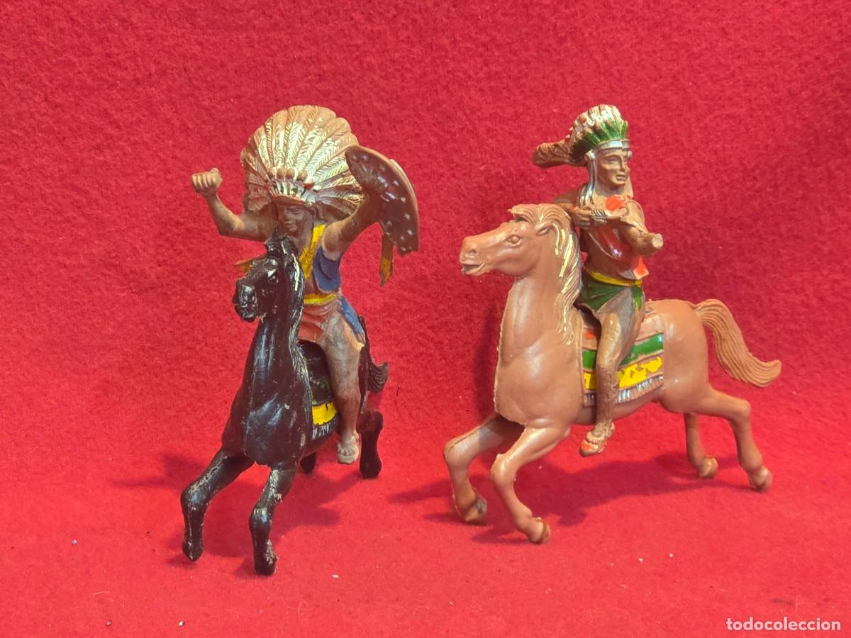 Figuras de goma y PVC: LAFREDO. LOTE FIGURAS INDIOS CON CABALLOS - Foto 1