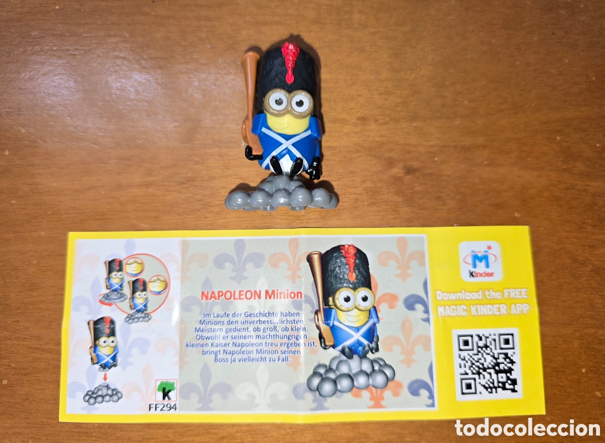 Figuras de goma Kinder: Figura kinder FF294 + bpz minion Napoleón soldado los minions muñeco colección