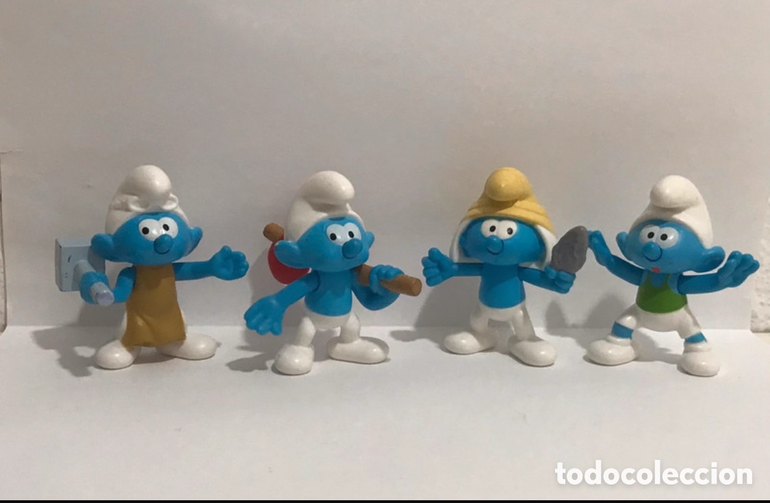 Figuras de goma y PVC: Figuritas, lote de 4 pitufos - Foto 2