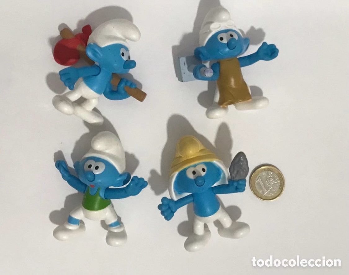 Figuras de goma y PVC: Figuritas, lote de 4 pitufos - Foto 1
