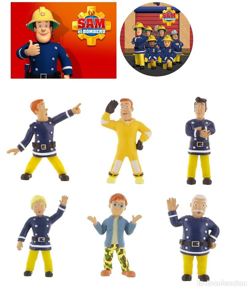 Figuras de goma y PVC: 7 FIGURAS PVC BOMBERO SAM - COMANSI - Foto 1