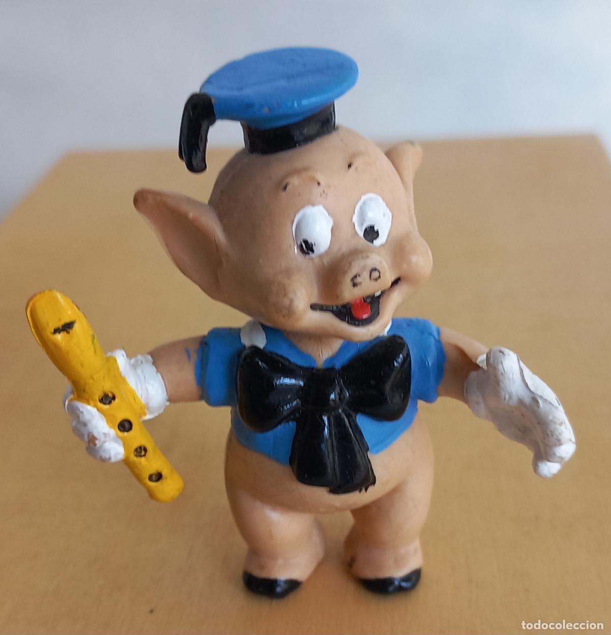 Rubber and PVC Figures: Figura de PVC vintage de los tres cerditos. Marca Comics Spain. Walt Disney. Cerdo
