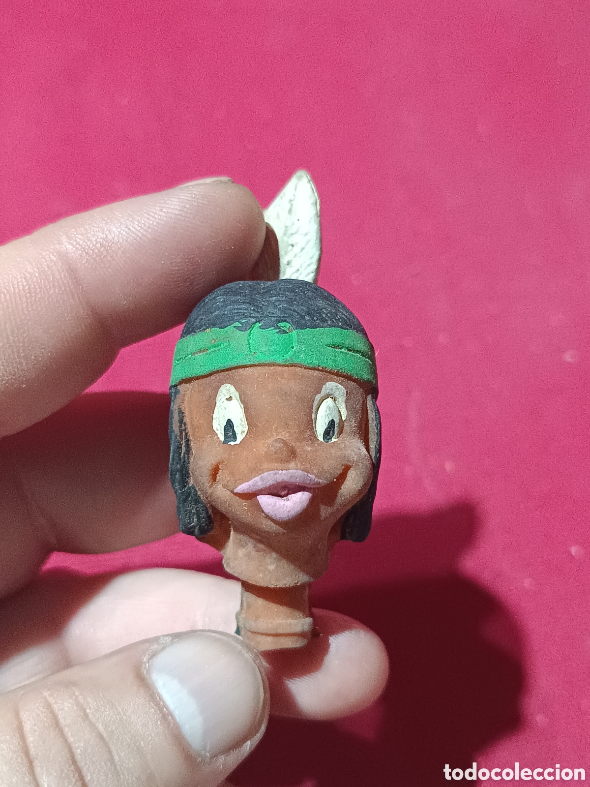 Figuras de Goma y PVC: Antigua cabeza de goma capuch&oacute;n indio Yakari 1984