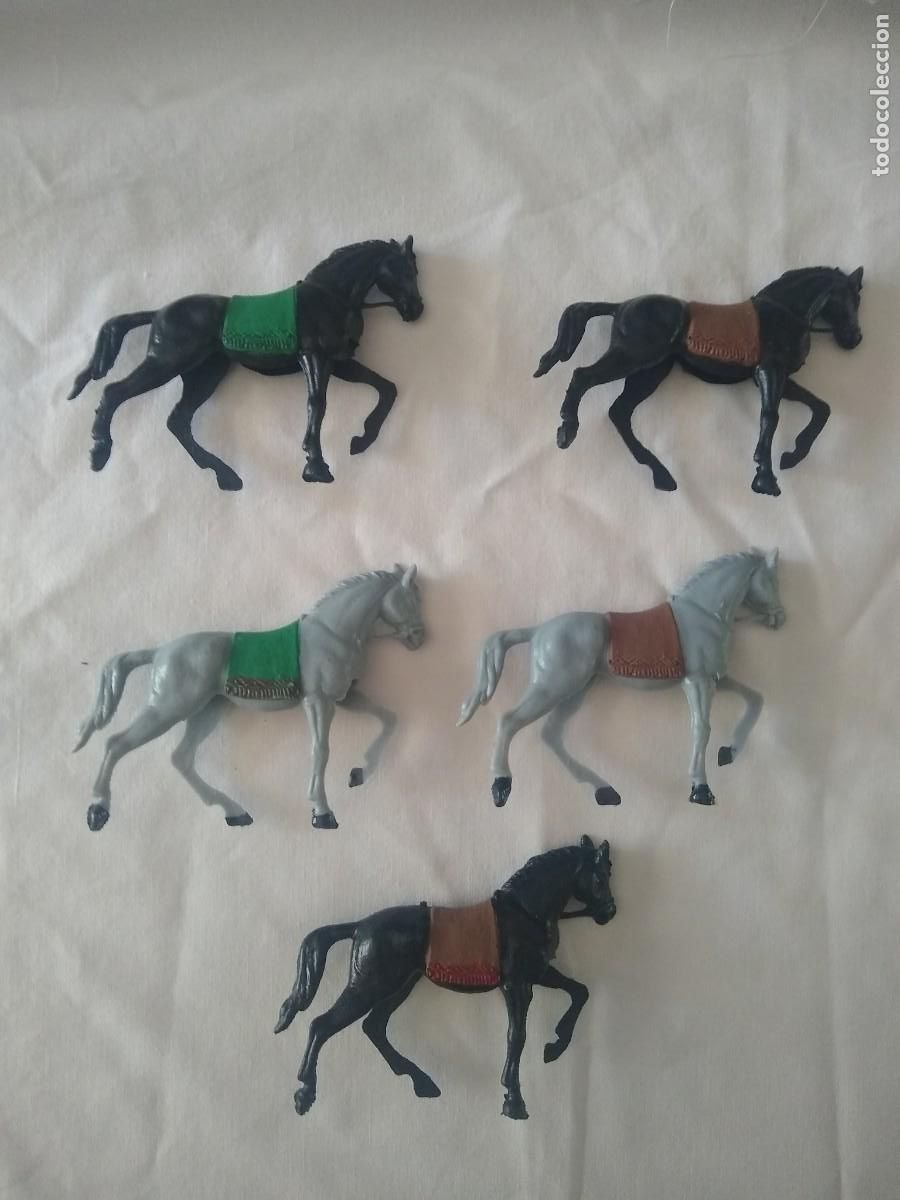 Figuras de goma y PVC: Lote de 5 caballos oeste de Reamsa - Foto 2