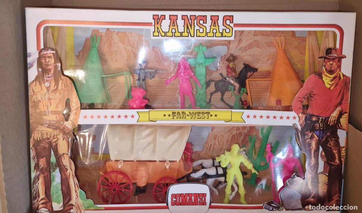 Figuras de goma y PVC: FAR WEST , CAJA KANSAS - COMANSI - INDIOS Y VAQUEROS - Foto 2