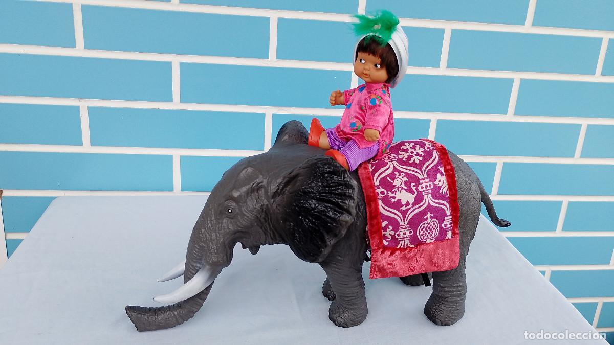Figuras de Goma y PVC: Antigua figura grande realista Elefante de goma rellena, con sonido, 40 cm, v&aacute;lido para Barriguitas
