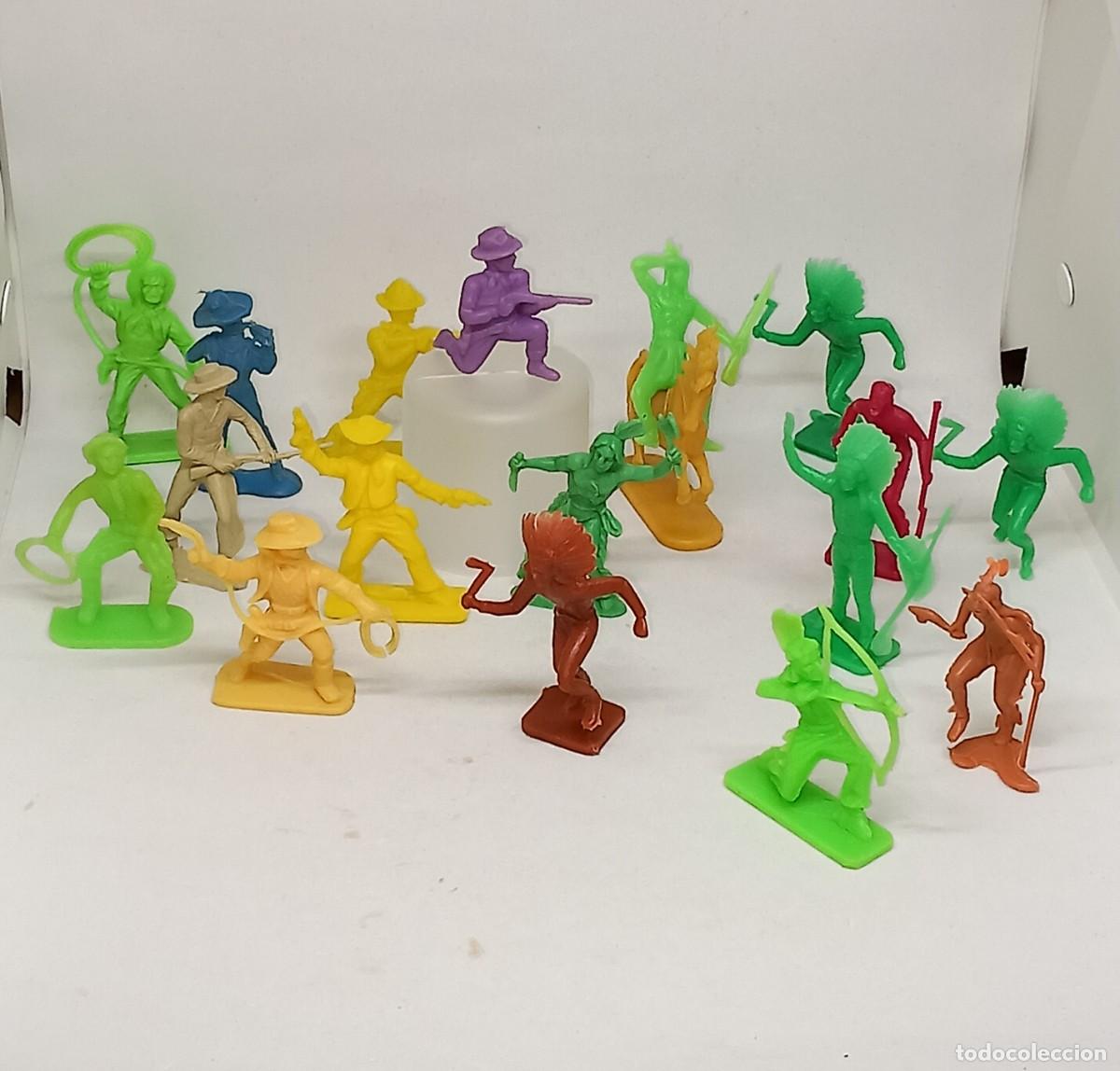 Rubber and PVC Figures: DUROI FIGURAS OESTE INDIO COWBOY VAQUERO CABALLO MONOCOLOR 5 al 6CM CAN&Egrave; PIPERO KIOSKO 70'S PTOY