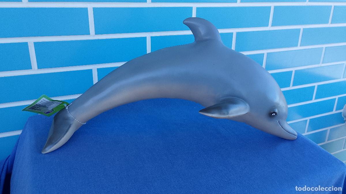 Gummi- und PVC-Figuren: Antiguo mu&ntilde;eco Delf&iacute;n realista gigante de goma rellena, de 48 cm, nuevo