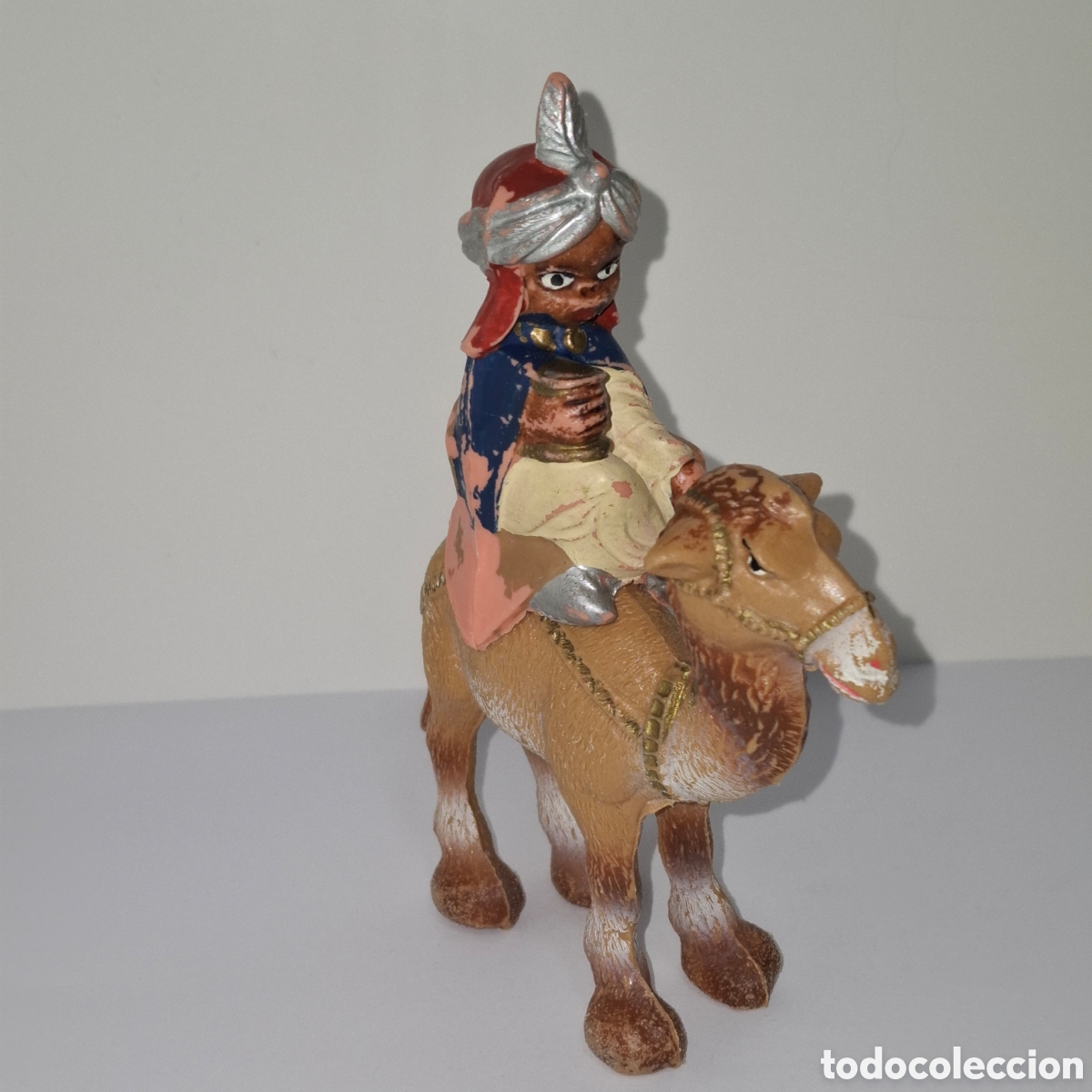 Figuras de Borracha e PVC: FIGURA DE BELEN O NACIMIENTO SERIE CABEZONES A&Ntilde;OS 60 Y 70 REY MAGO A CAMELLO