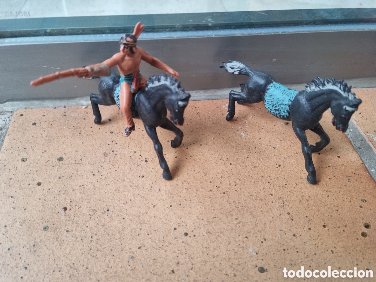 Figuras de goma y PVC: Indio a caballos jecsan - Foto 1