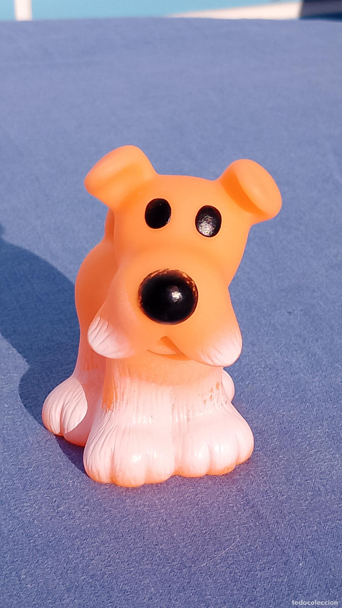 Figuras de goma y PVC: Antiguo mu&ntilde;eco de goma perro perrito naranja
