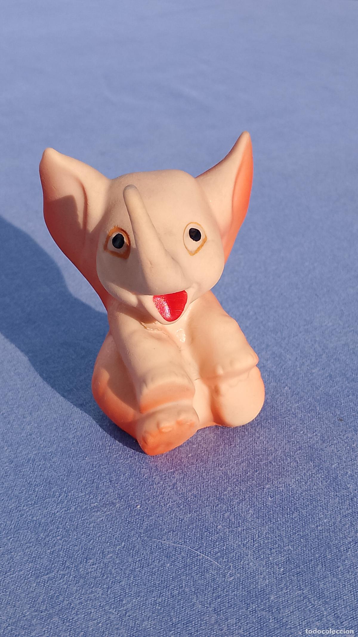 Figuras de goma y PVC: Antiguo mu&ntilde;eco de goma miniatura Elefante