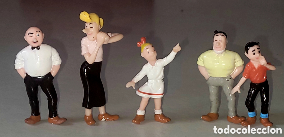 Figuras de goma y PVC: Bonito lote completo 5 figuras pvc goma Bob + Bobette Suske + Wiske marca Nutricia.