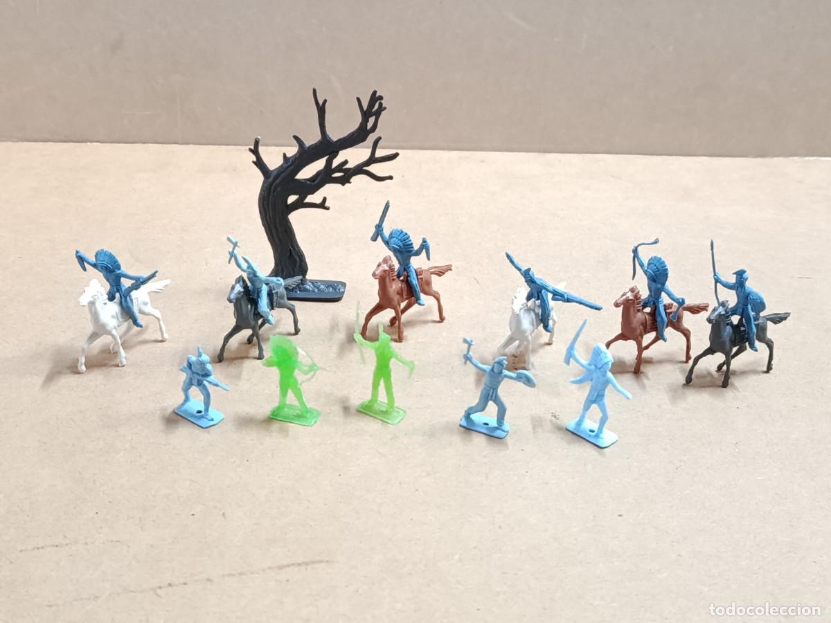 Figuras de goma y PVC: MINI OESTE COMANSI - INDIOS Y &Aacute;RBOL - 18 PIEZAS - Foto 1