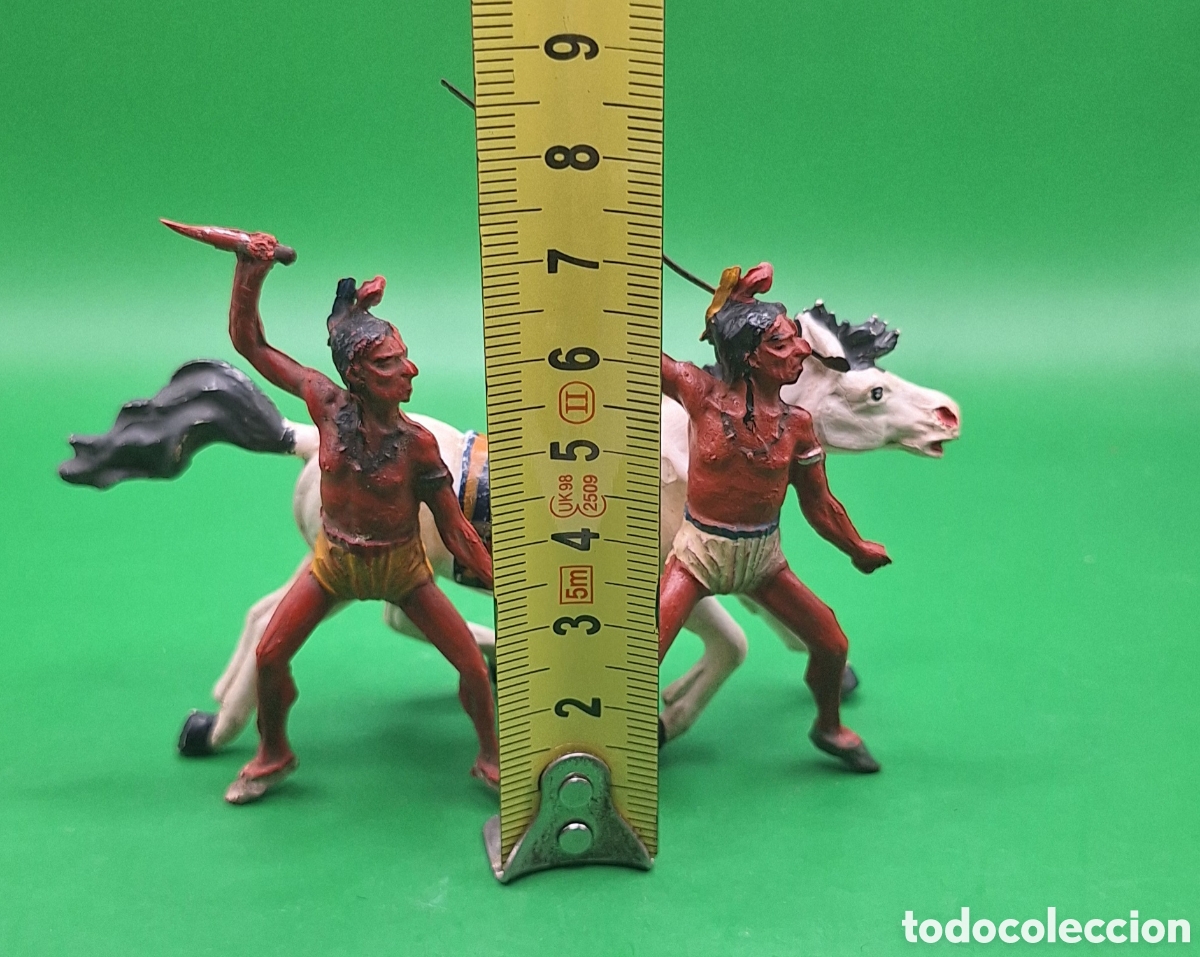 Figuras de goma y PVC: Pareja de Indios Piel Roja y Caballo Pech - Foto 20