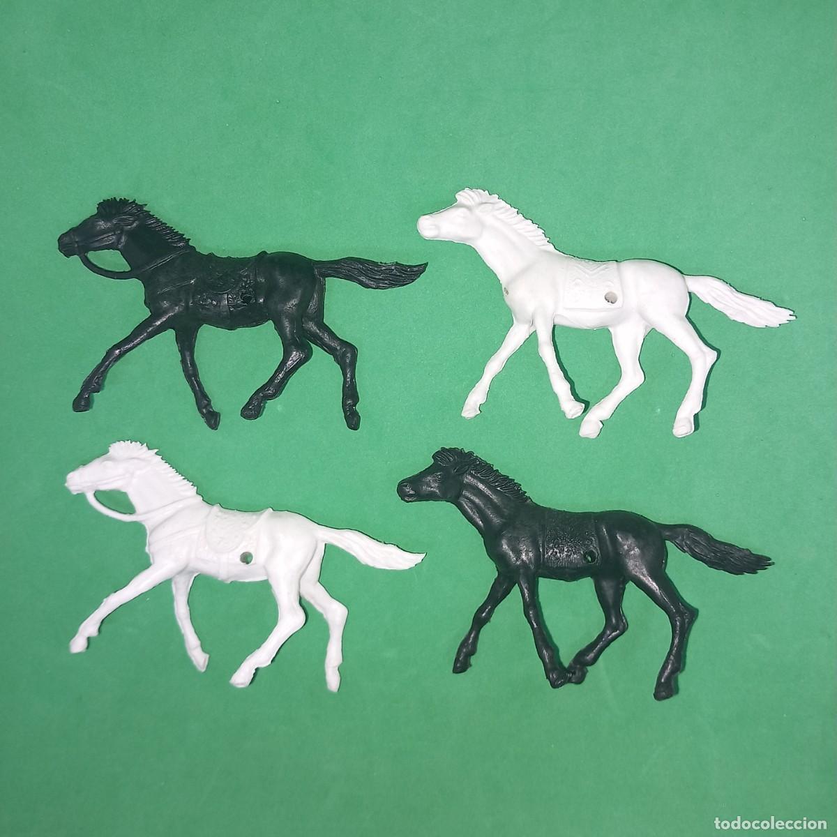 Figuras de Goma y PVC: FALOMIR CABALLO TIRO INDIO VAQUERO COWBOY NEGRO BLANCO MONOCOLOR TIPO PECH REAMSA COMANSI 70'S PTOY