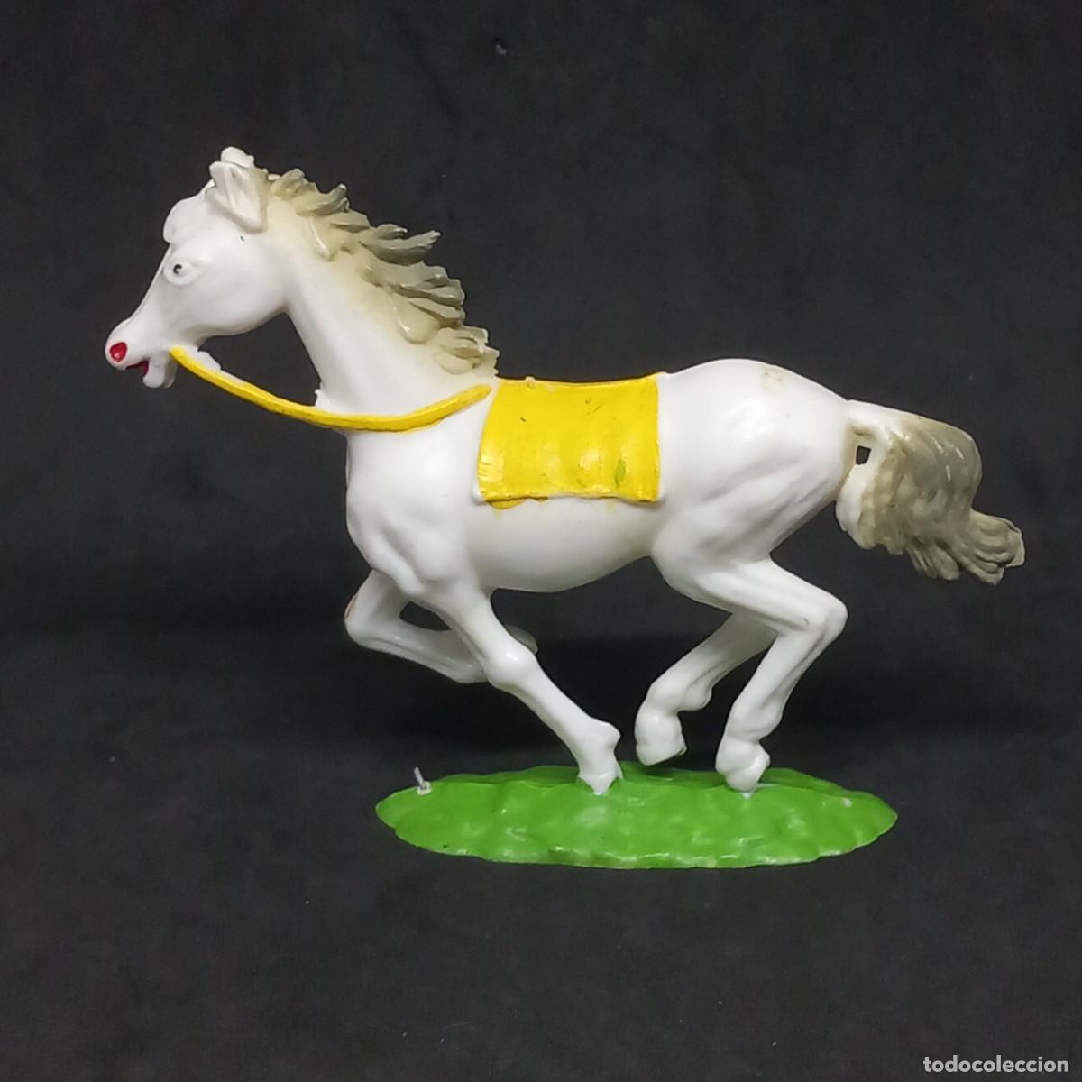 Figuras de Goma y PVC: COFALU SERIE OESTE MADE IN FRANCE CABALLO INDIO BLANCO N&deg; 2 PL&Aacute;STICO DURO ORIGINAL A&Ntilde;OS 70 PTOY