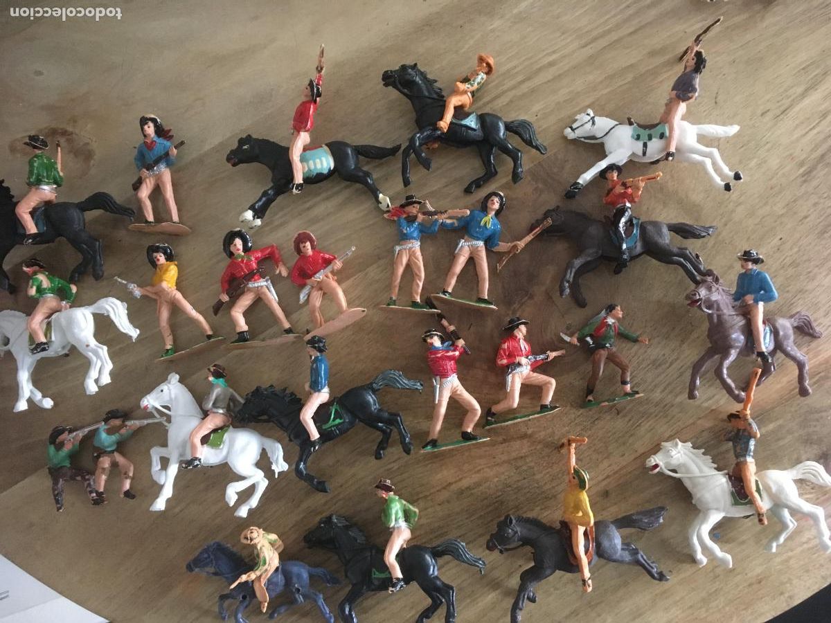 Figuras de Goma y PVC: vaqueros cowboys caballos comansi jecsan pech lote figuras original de plastico