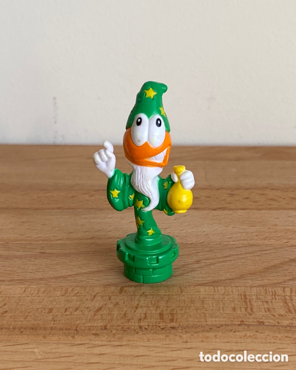 Figuras de Goma y PVC: Figura verde antiguo parch&iacute;s Chupa Chups. Mago. A&ntilde;os 90