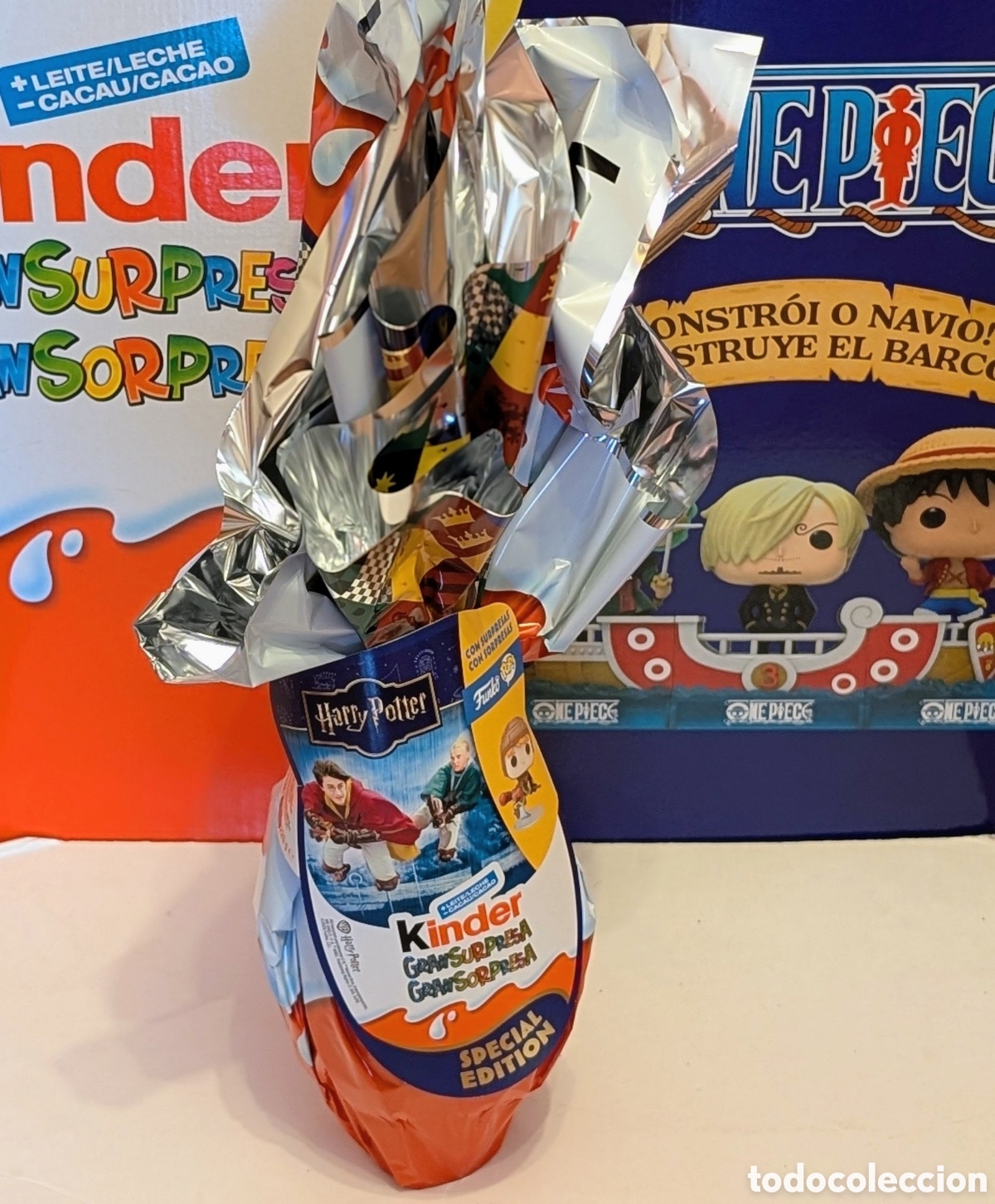 Figuras de Goma Kinder: Kinder Gran Sorpresa Figura Harry Potter Funko Pop. Edici&oacute;n Especial. One Piece