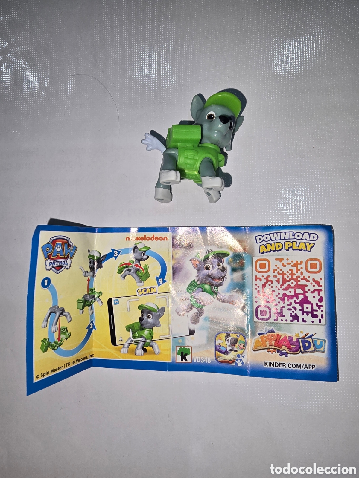 Figuras de Goma Kinder: Figura kinder VD348 + bpz patrulla canina Paw Patrol mu&ntilde;eco dibujos animados