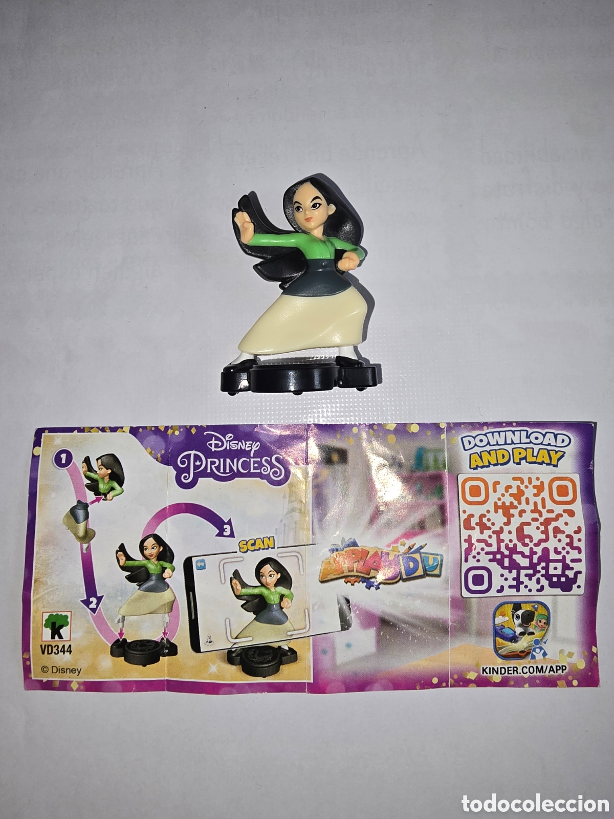 Figuras de Goma Kinder: Figura kinder VD344 + bpz Mulan princesa Disney mu&ntilde;eco dibujos animados premium