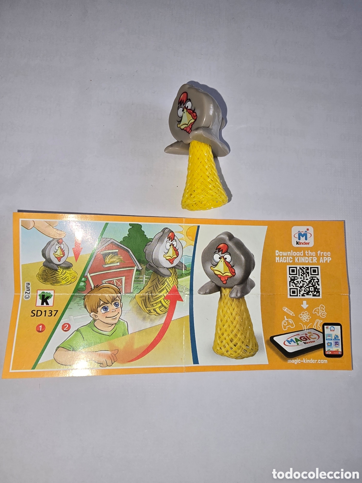 Figuras de Goma Kinder: Figura kinder gallina muelle saltarina SD137 + bpz nuevo mu&ntilde;eco sorpresa animal granja mu&ntilde;eco