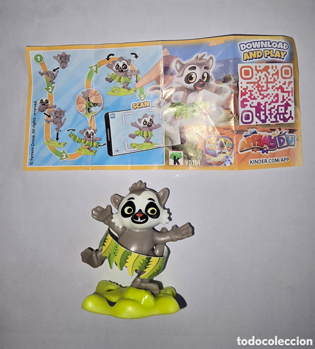 Figuras de Goma Kinder: Figura kinder VD161 + bpz Lemur bailar&iacute;n mu&ntilde;eco colecci&oacute;n premium animal