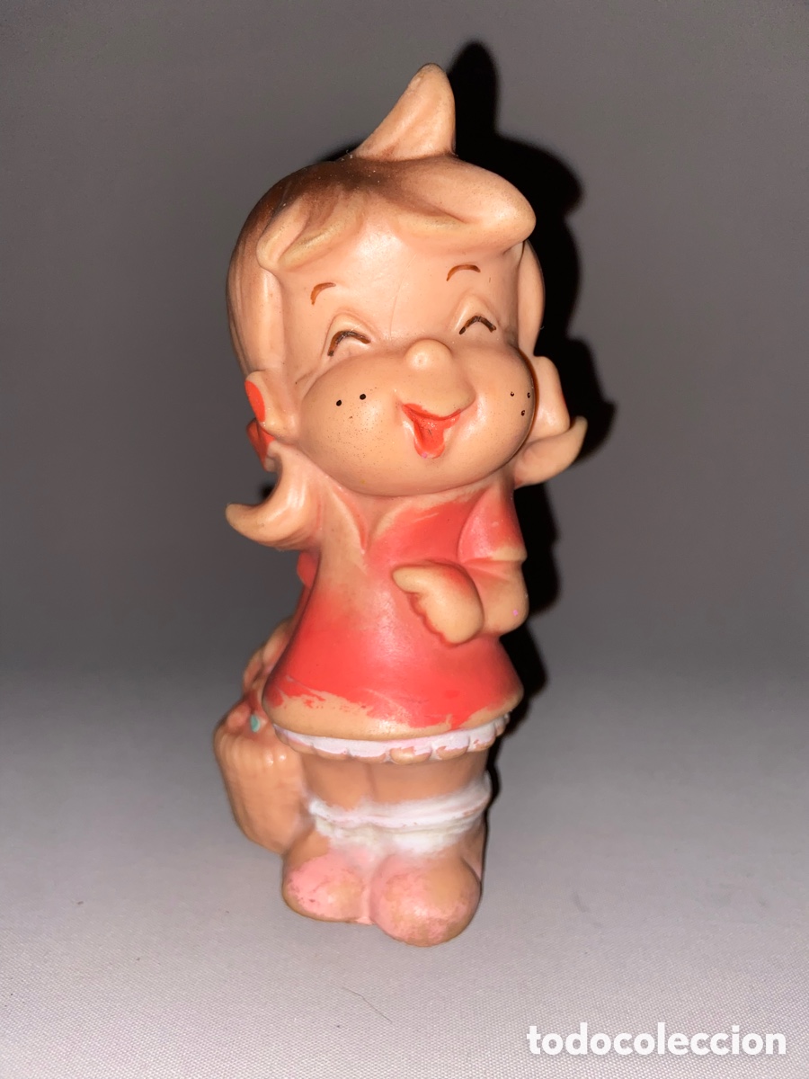 Figuras de Goma y PVC: ANTIGUA FIGURA &ldquo; NI&Ntilde;A CON CESTA &ldquo; DE GOMA - BISERKA ZAGREB