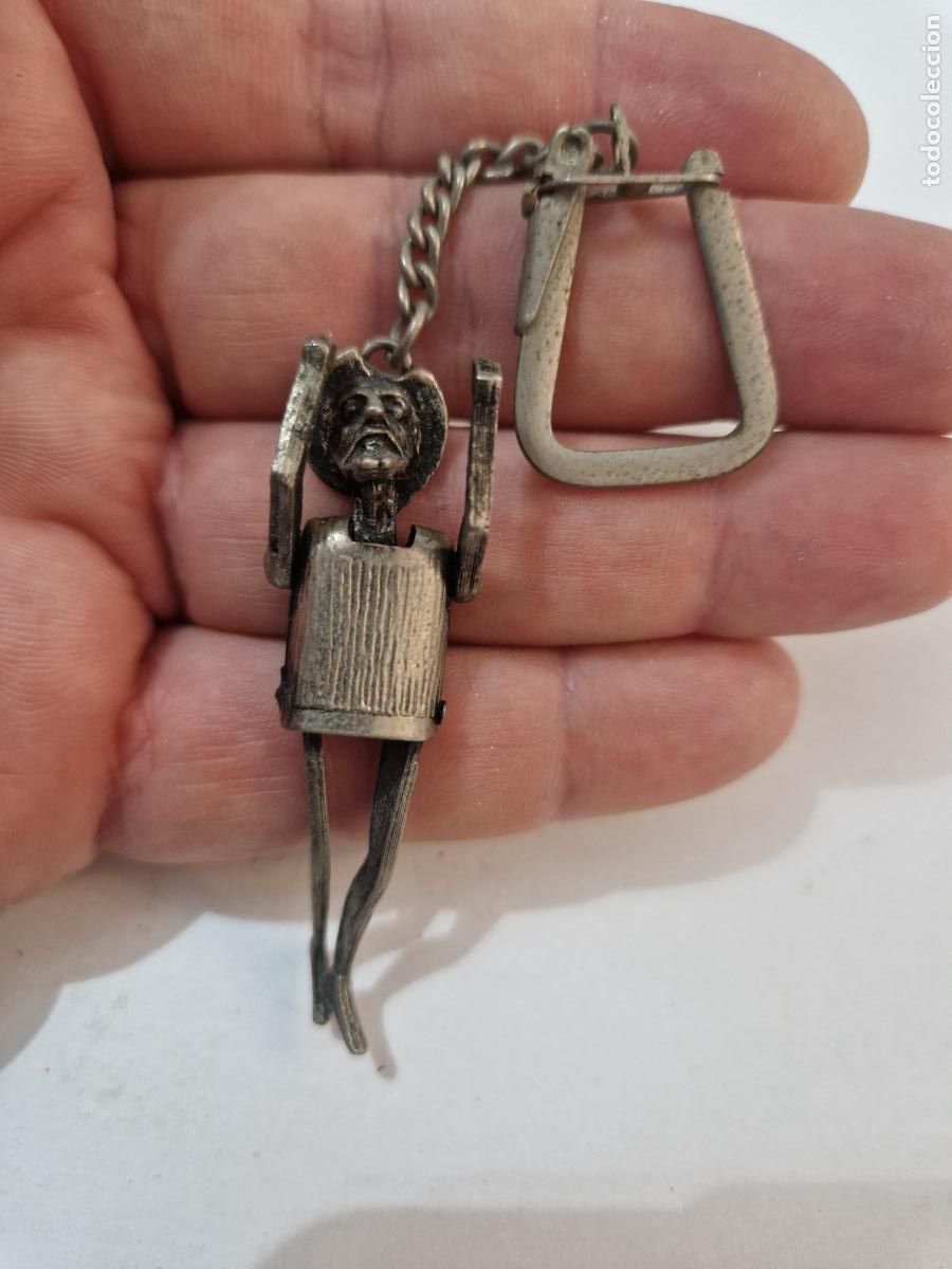 Figuras de Goma y PVC: antigua figura metal Don Quijote de la Mancha articulado en llavero vintage retro mu&ntilde;eco