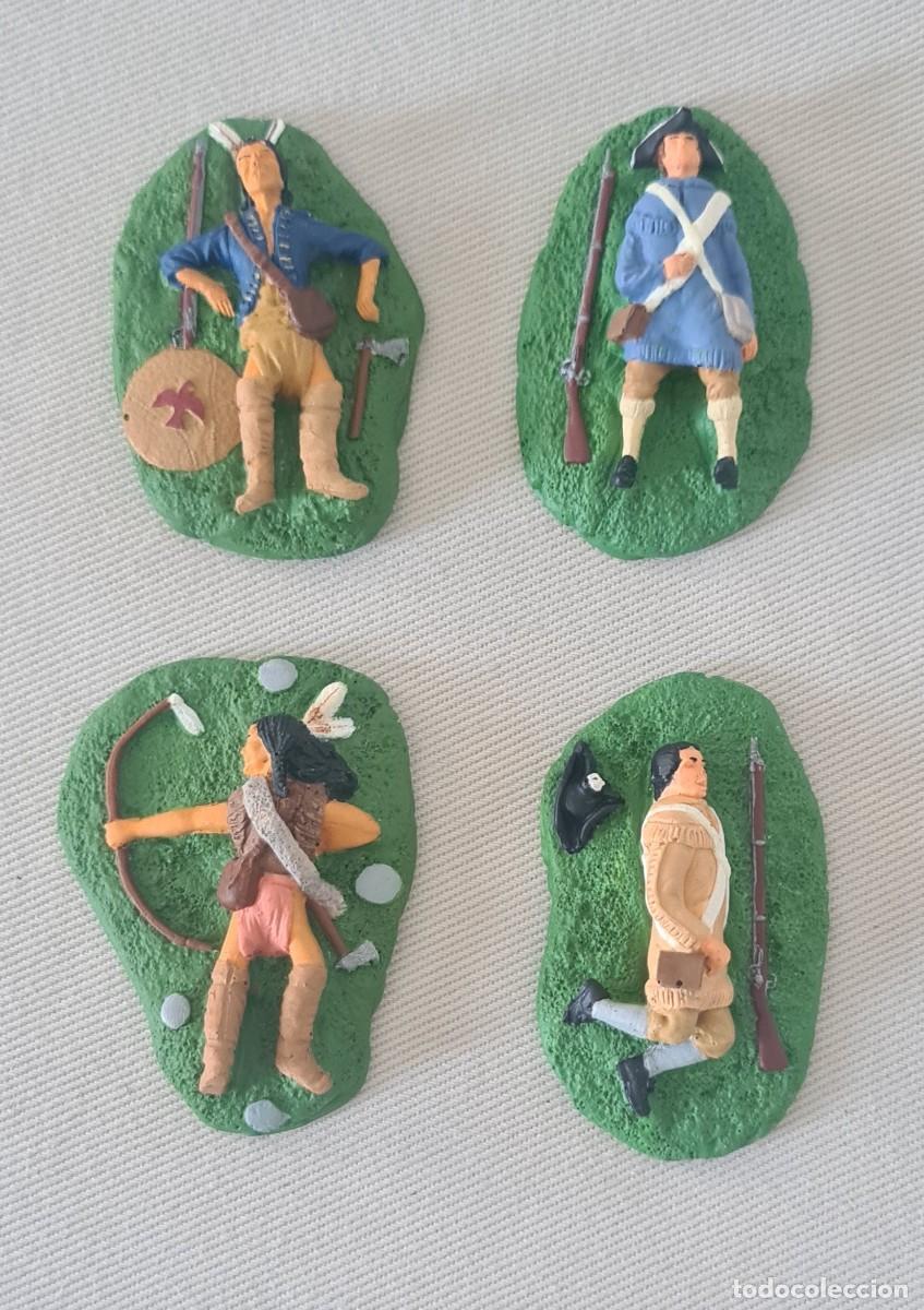 Figuras de Goma y PVC: 1/32 BARZSO EN RESINA 4 BAJAS DE INDIOS Y MILICIA COLONIAL PINTADOS (1)