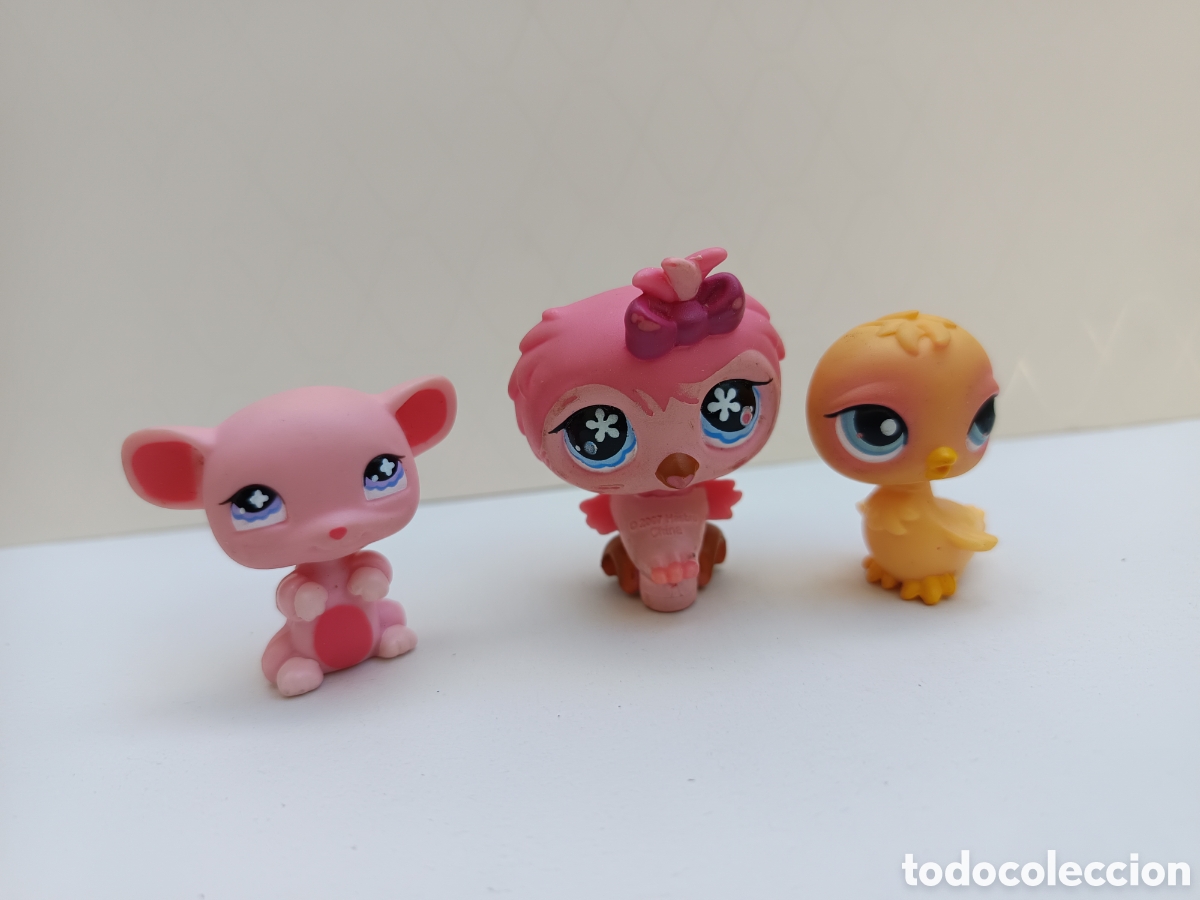 Figuras de Goma y PVC: Littlest pest pollo rat&oacute;n y p&aacute;jaro Hasbro 2007