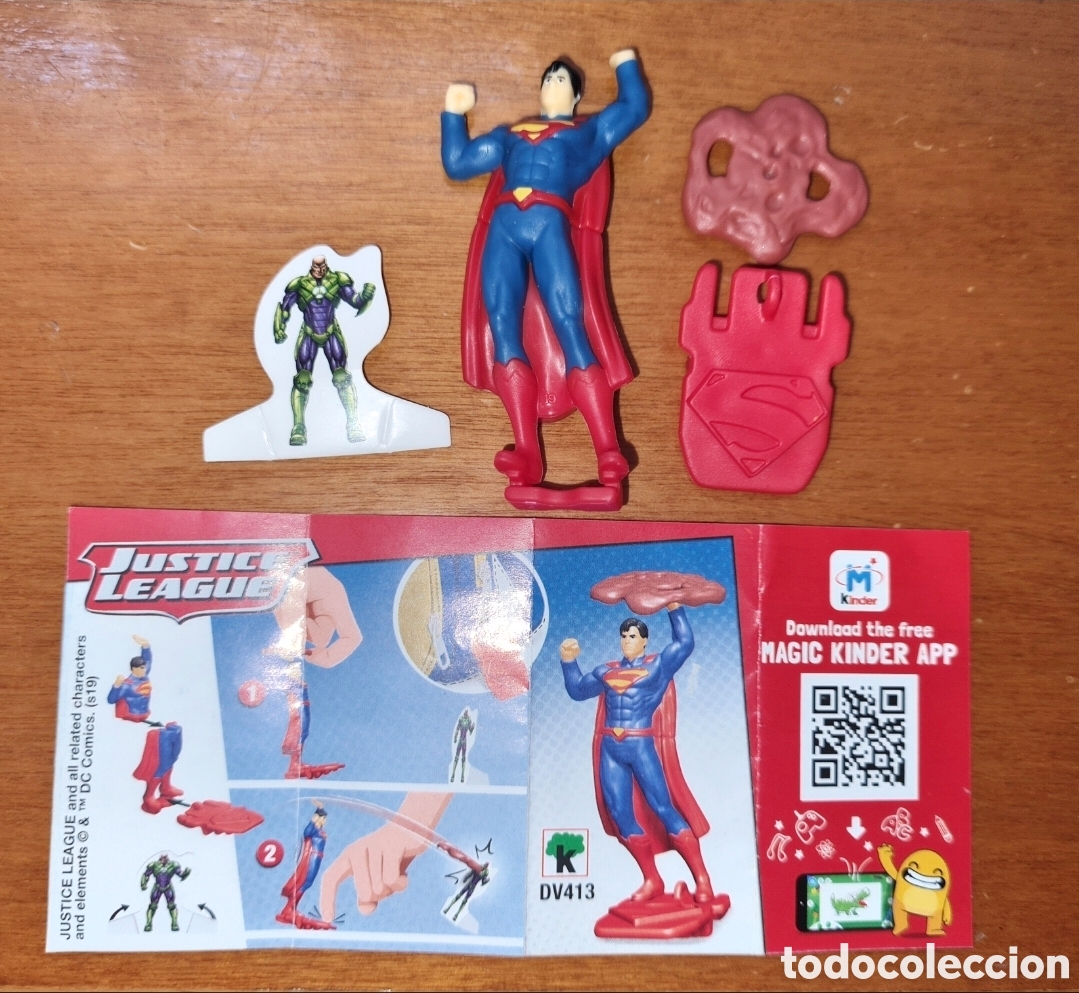Figuras de Borracha e PVC: Figura kinder DV413 + bpz Superman DC Comics mu&ntilde;eco superh&eacute;roe (caja guess)