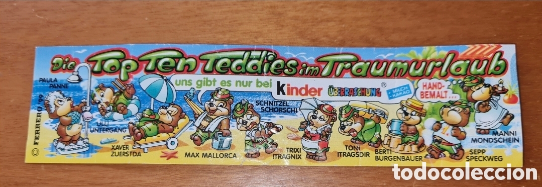 Figuras de Goma Kinder: Bpz kinder papel instrucciones osos playa folleto figuras Ferrero antigua (bol 1 A )