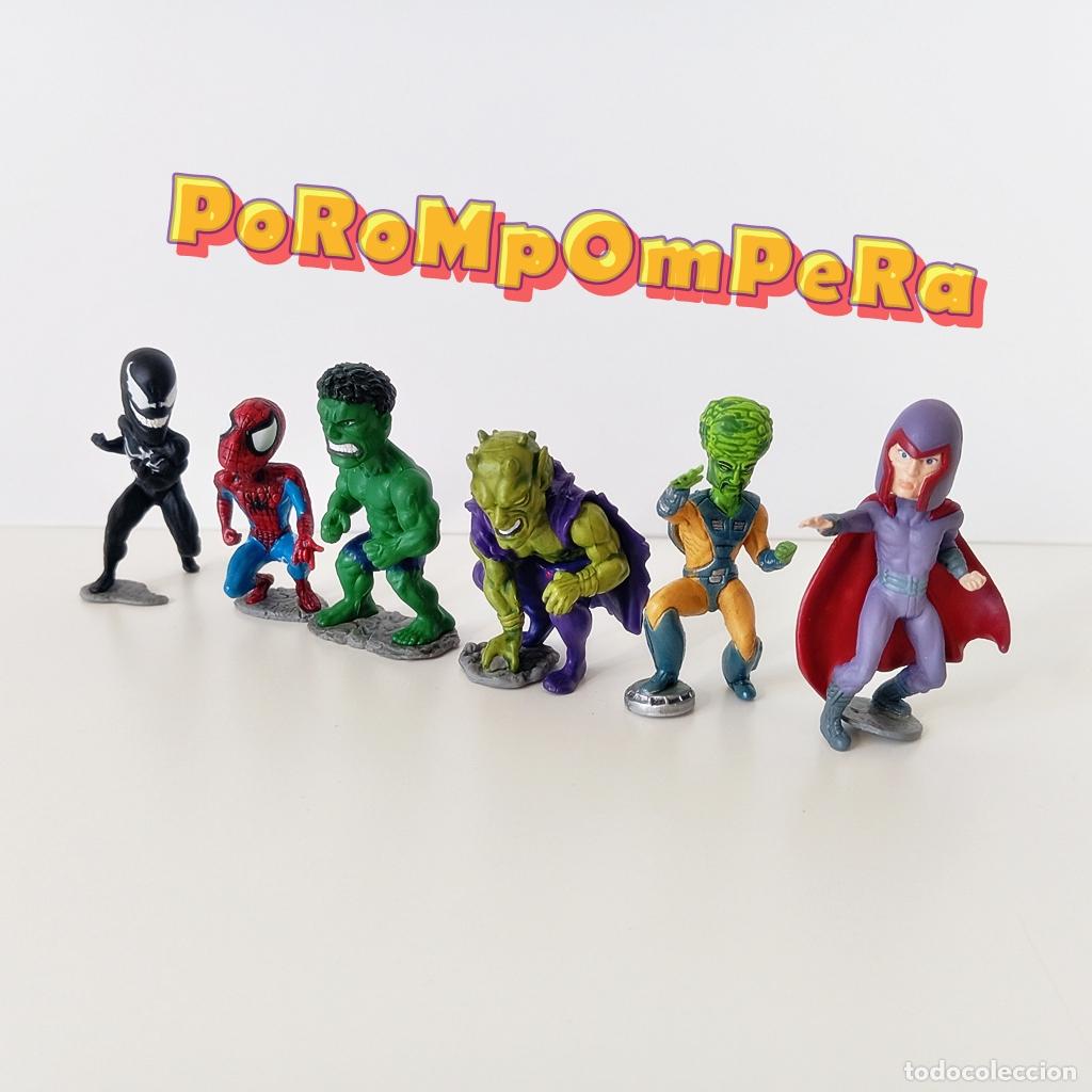 Figuras de Goma y PVC: LOTE X6 GASHAPON MARVEL HEROES TOMY 2005 SPIDERMAN HULK DUENDE VERDE VENOM MAGNETO FIGURAS GACHAPON