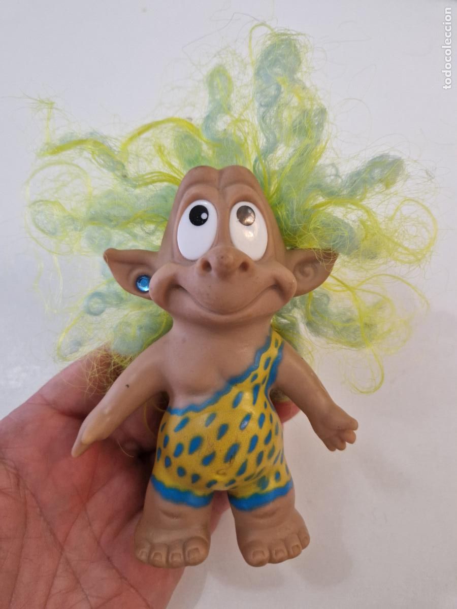 Figuras de Goma y PVC: antigua figura mu&ntilde;eco Troll goma bootleg star toys pelo verde made in spain funny juguete