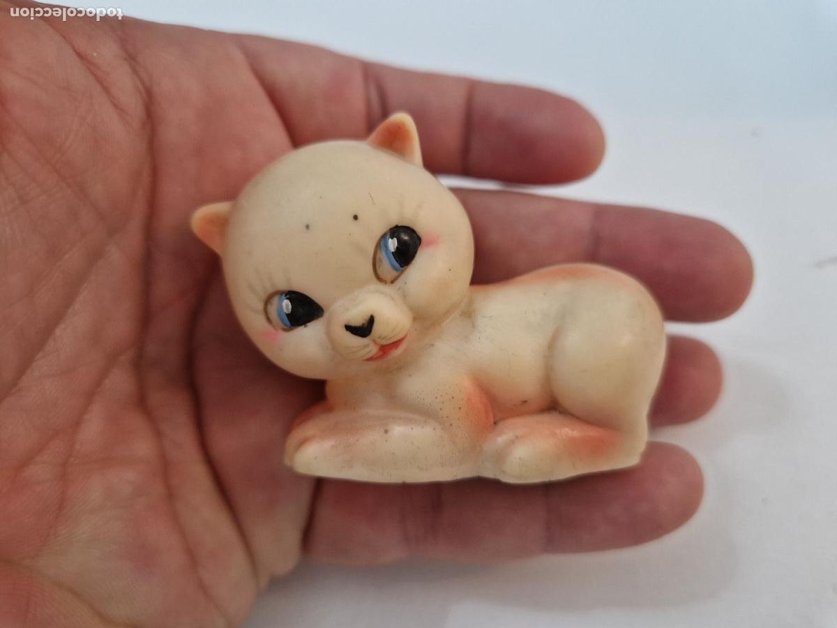 Figuras de Goma y PVC: antigua figura de goma pvc sacapuntas gato gatito vintage escolar escuela a&ntilde;os 70