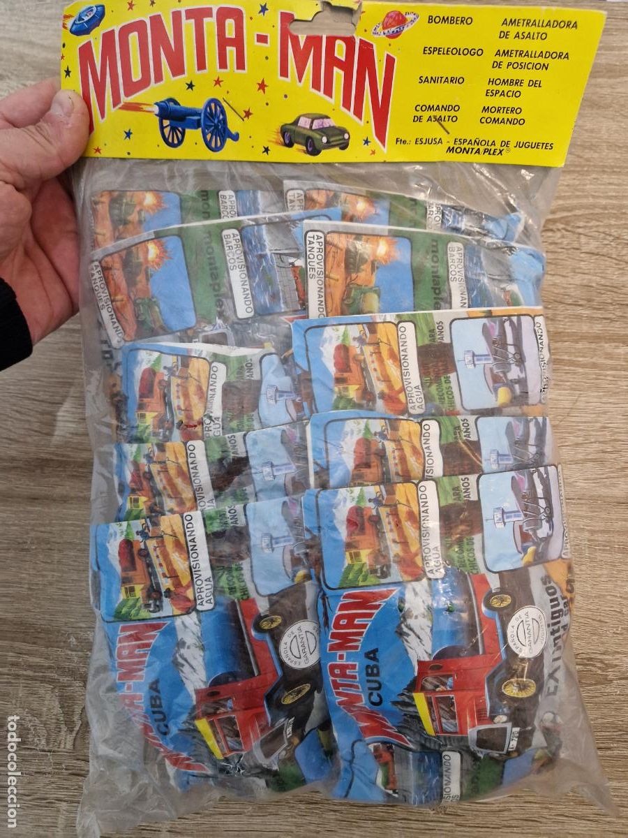 Figuras de Goma y PVC: bolsa con 10 sobre antiguo sin abrir montaplex montaman Extra 39 cuba coche Kiosko juguete expositor